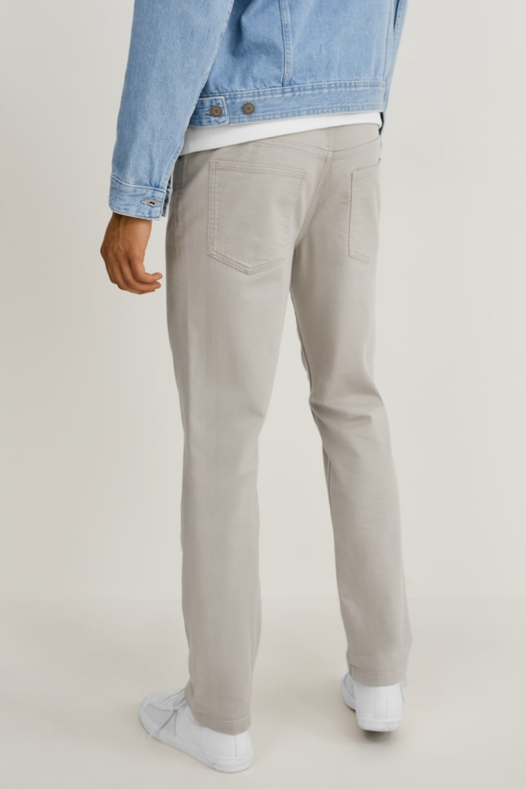 Taupe C&A Regular Fit Men's Trousers | ACZGT-8537