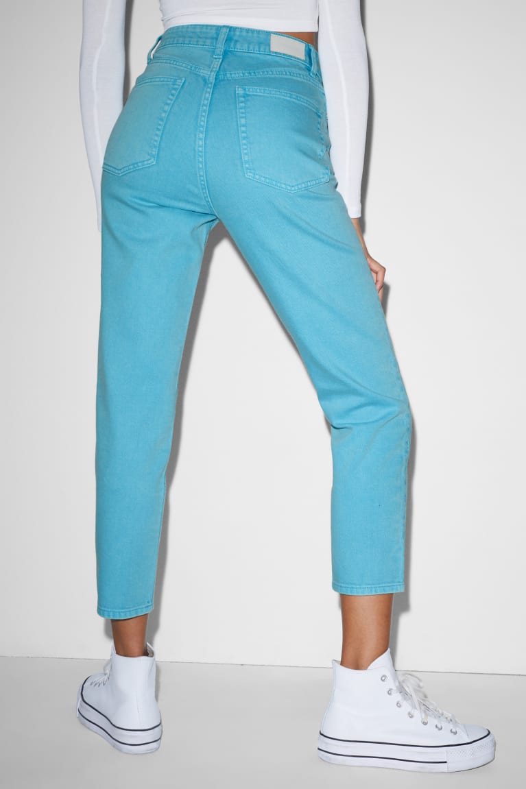 Turquoise C&A Clockhouse Mom High Waist Women's Jeans | TQHRE-9861