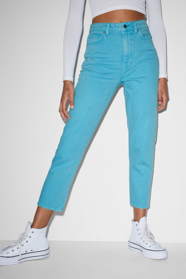 Turquoise C&A Clockhouse Mom High Waist Women's Jeans | TQHRE-9861