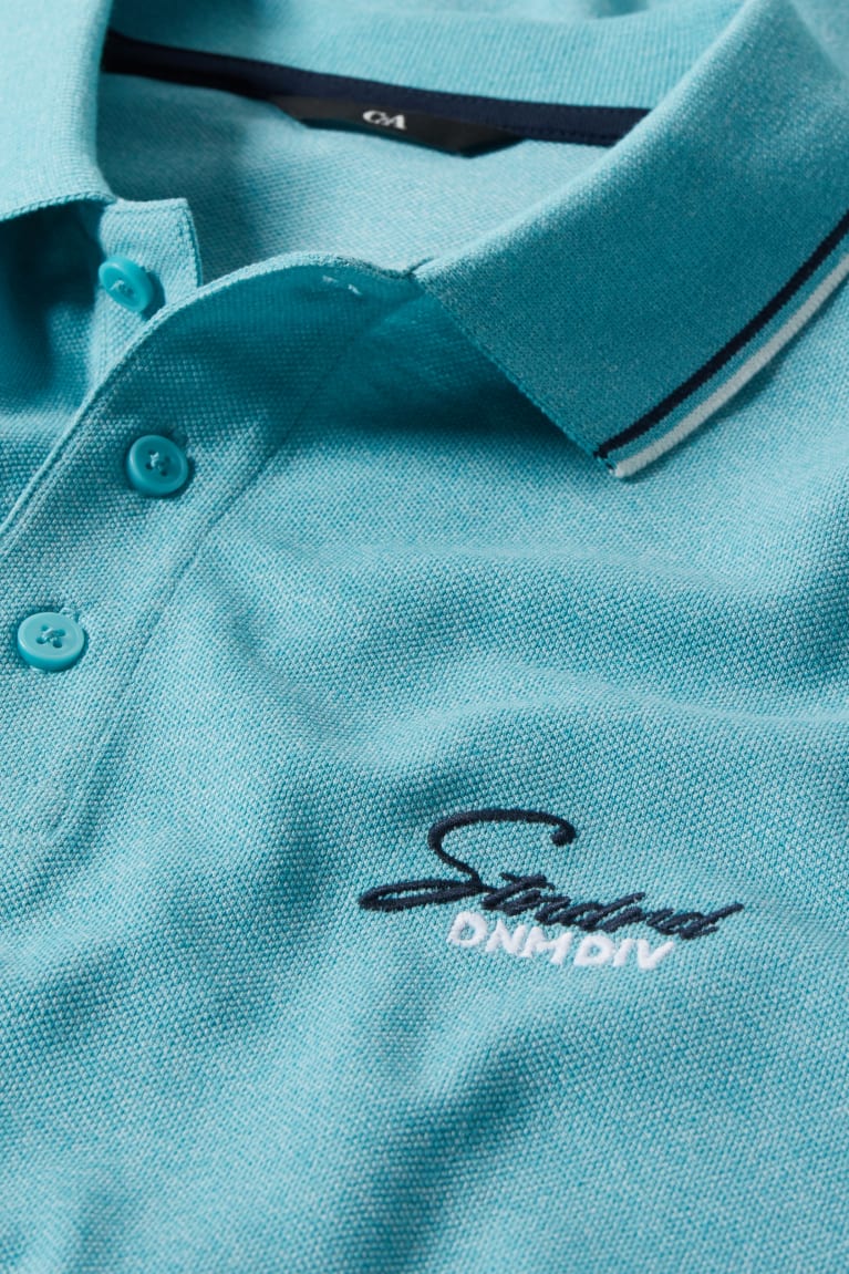 Turquoise C&A Polo Men's Shirts | DGHWX-3562