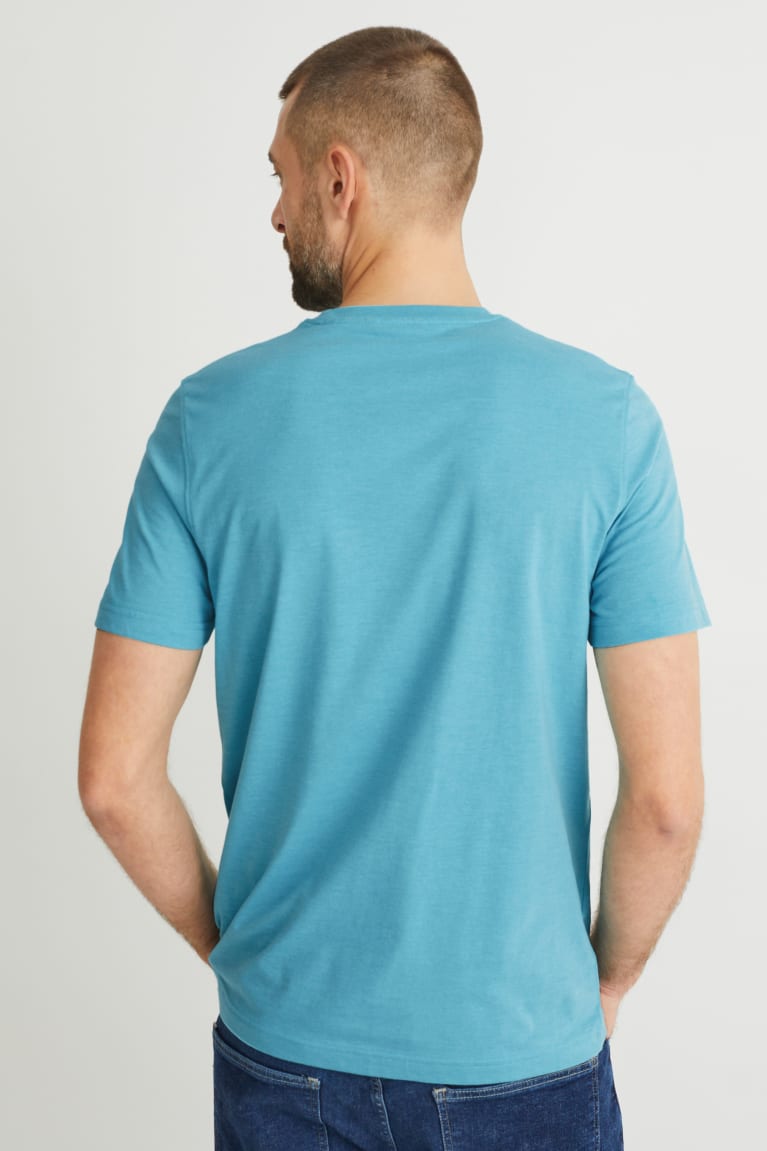 Turquoise C&A With Recycled Polyester Men's T-shirts | SCRZJ-5627