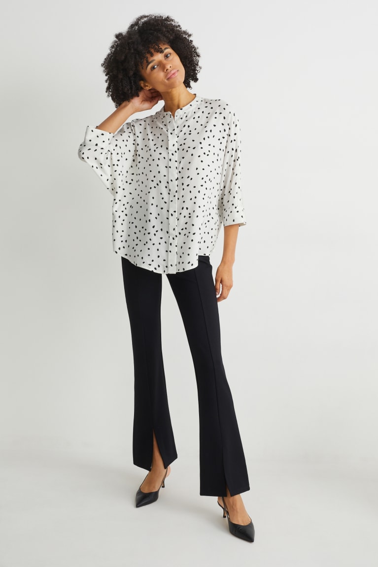 White / Black C&A With Tencel™ Lyocell Fibres Women's Blouses | OMZIY-5624