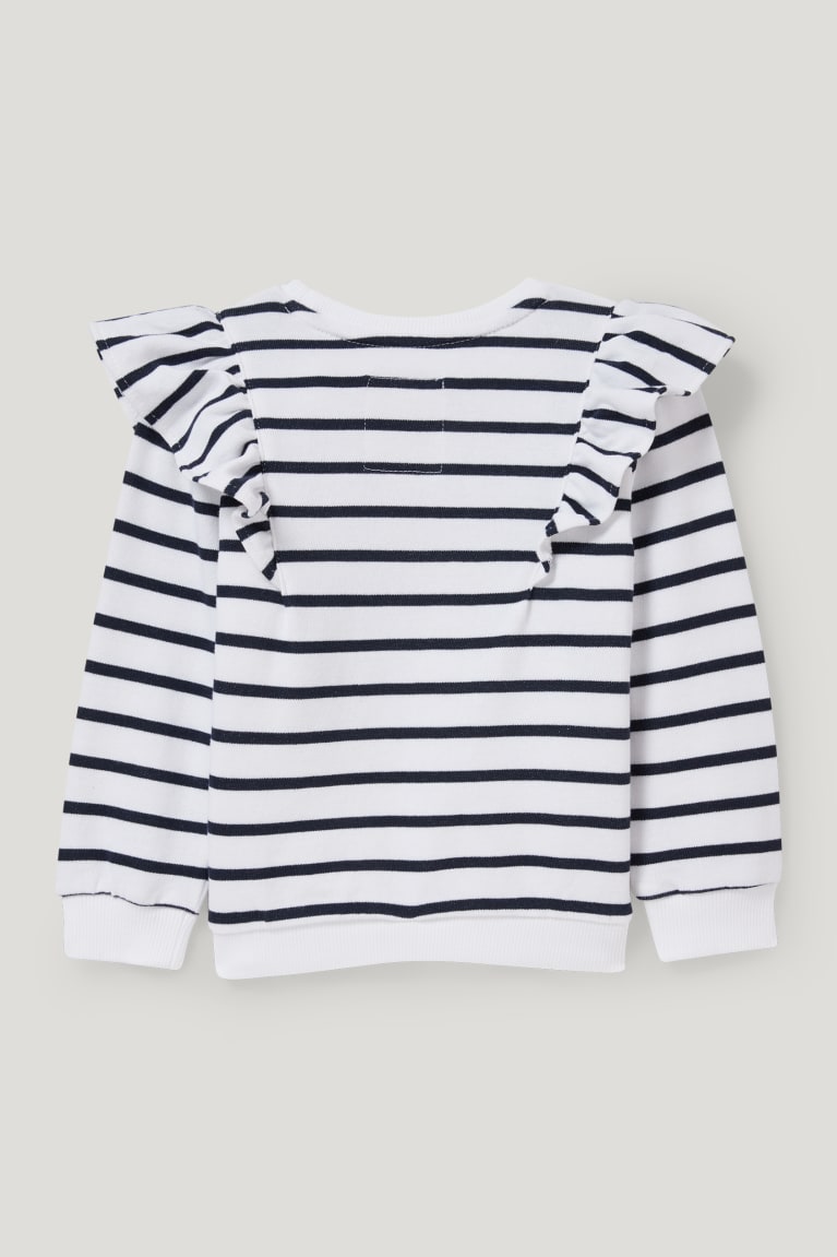 White / Blue C&A Shiny Striped Girls' Sweatshirts | LFRTB-4351