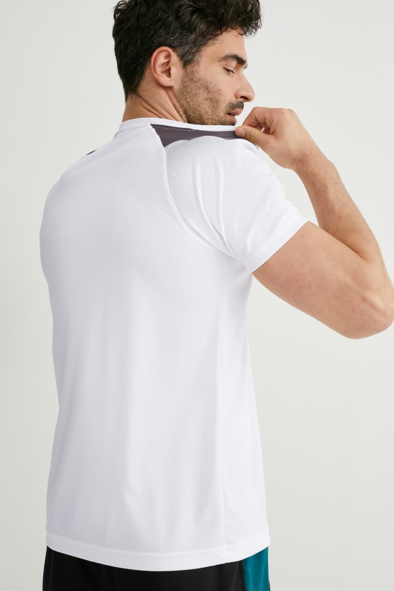 White C&A Active Men's T-shirts | QBZKA-1394