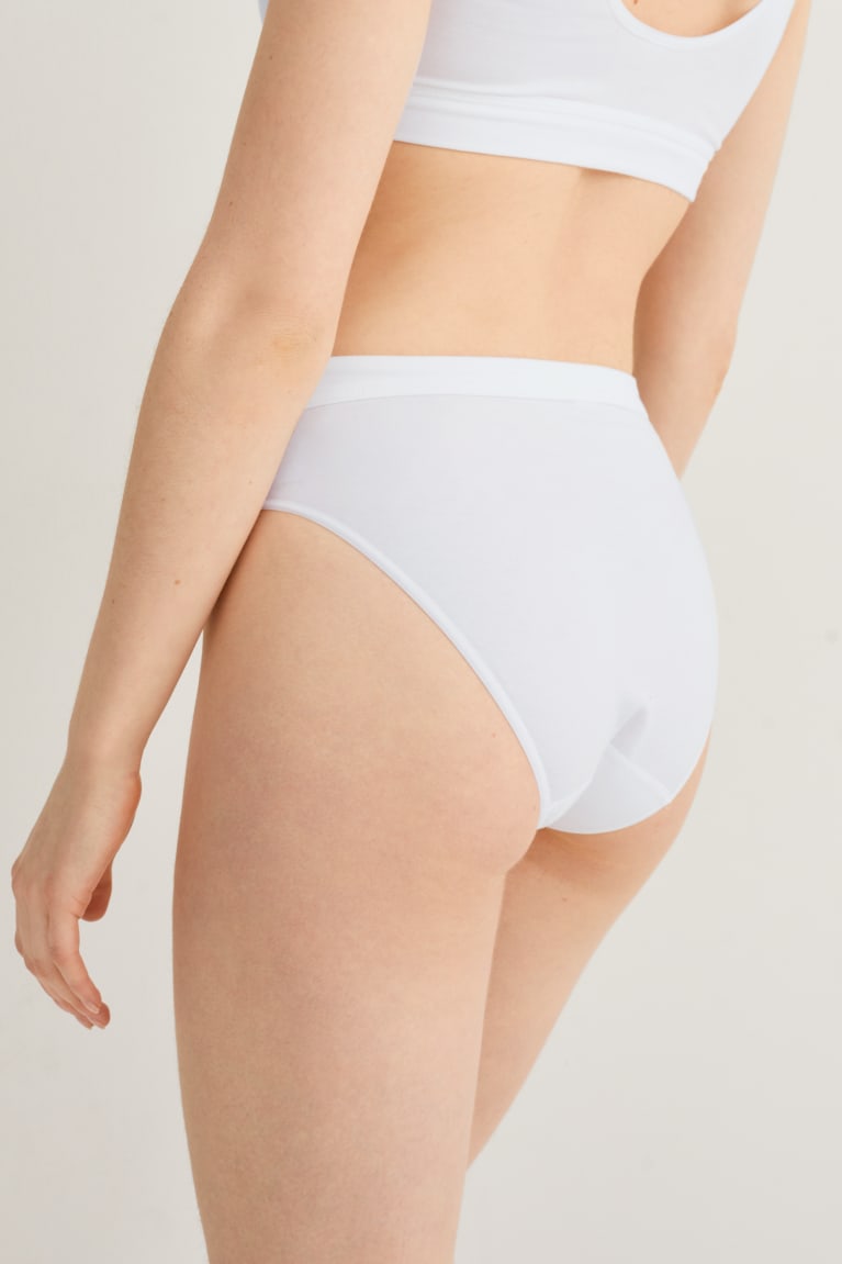 White C&A Briefs Organic Cotton Women's Underwear | JHGRK-9518