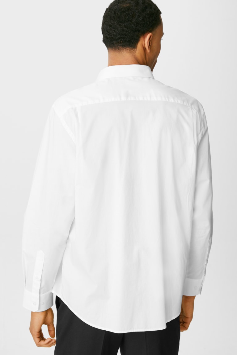 White C&A Business Regular Fit Extra-Sleeve s Easy-iron Men's Shirts | MXOKD-9143