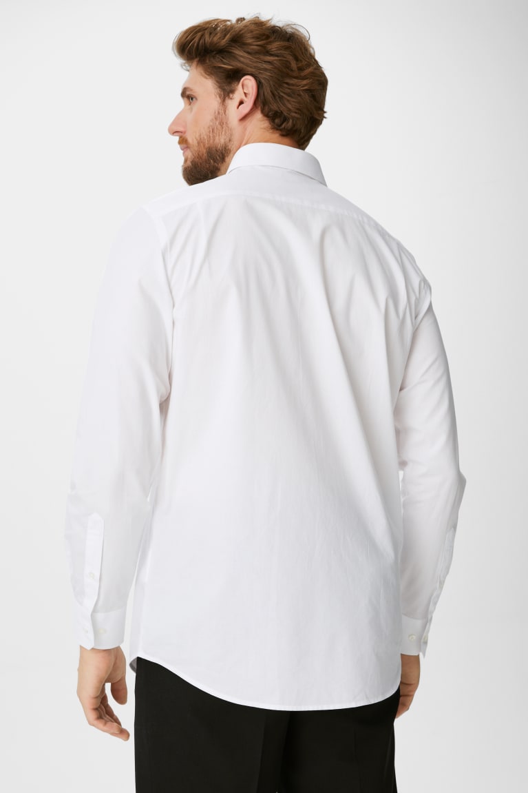 White C&A Business Regular Fit Kent Collar Men's Shirts | AJTPK-9312