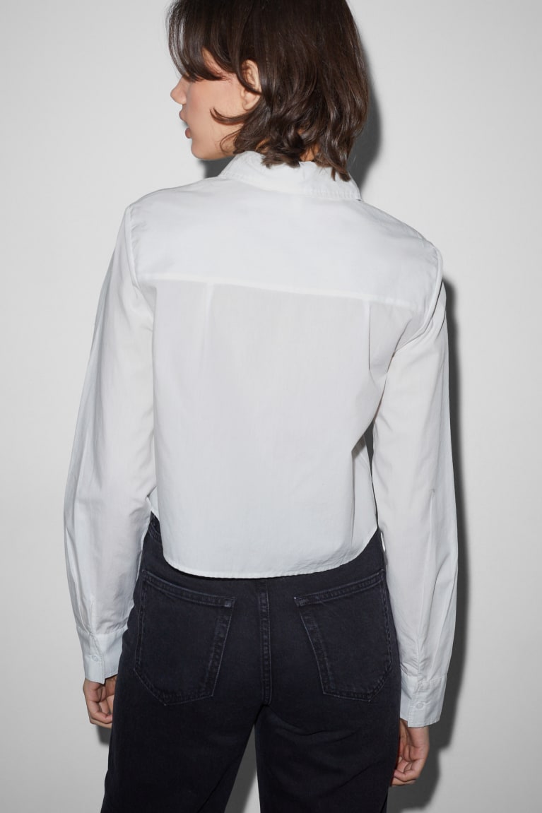 White C&A Clockhouse Cropped Women's Blouses | OVABE-8974