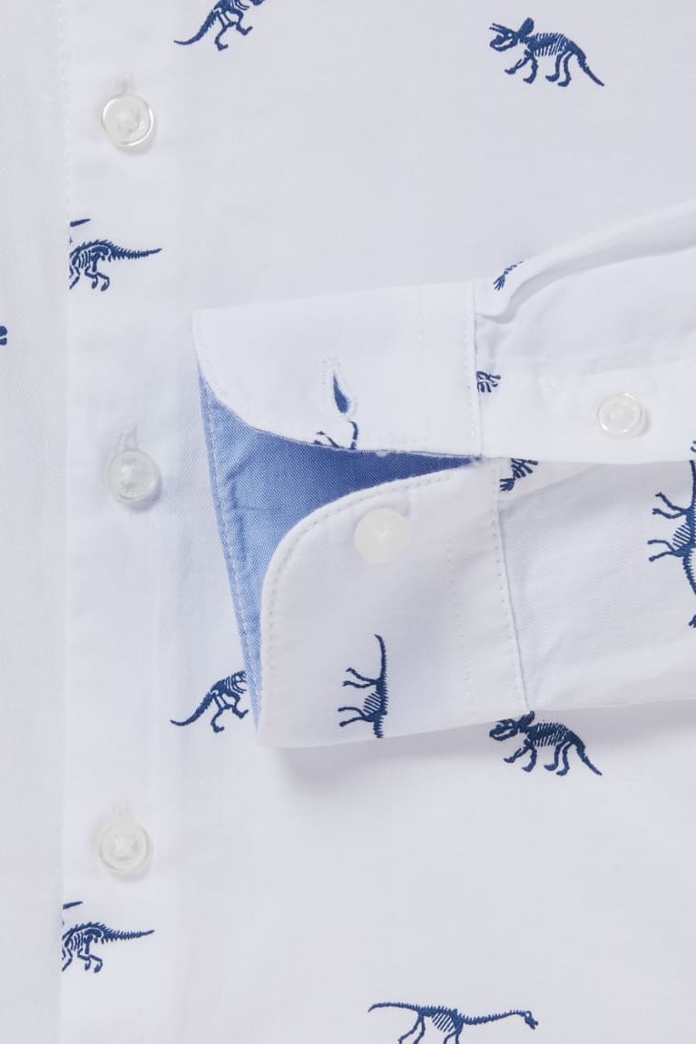 White C&A Dinosaur Boys' Shirts | MVJIF-2975