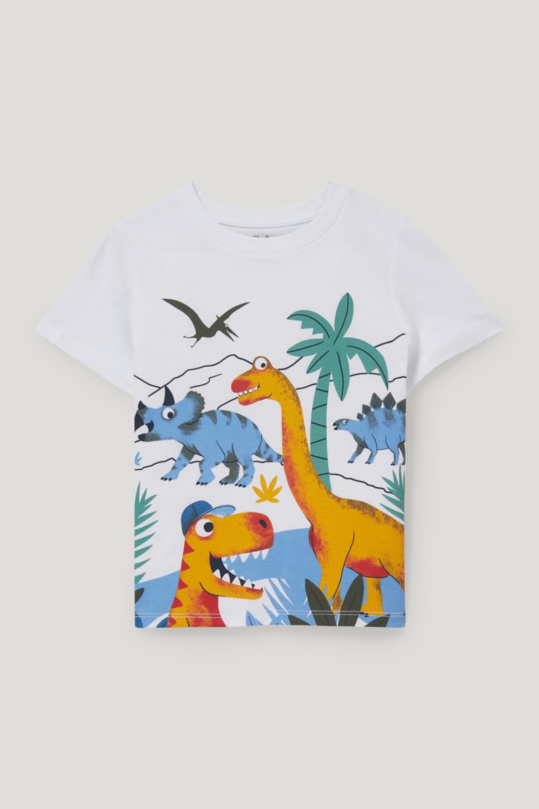 White C&A Dinosaur Set Sleeve And 2 Piece Boys' T-shirts | GSINY-6208