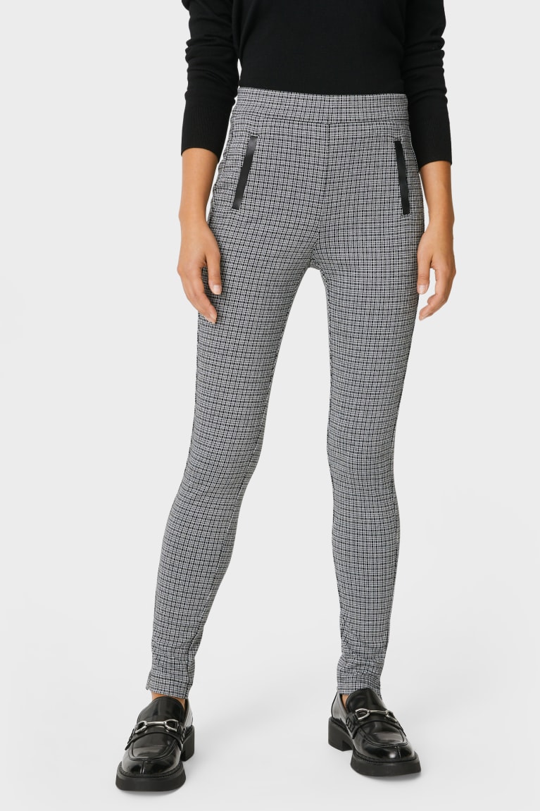 White C&A Leggings Recycled Check Women's Trousers | TJQYK-0347