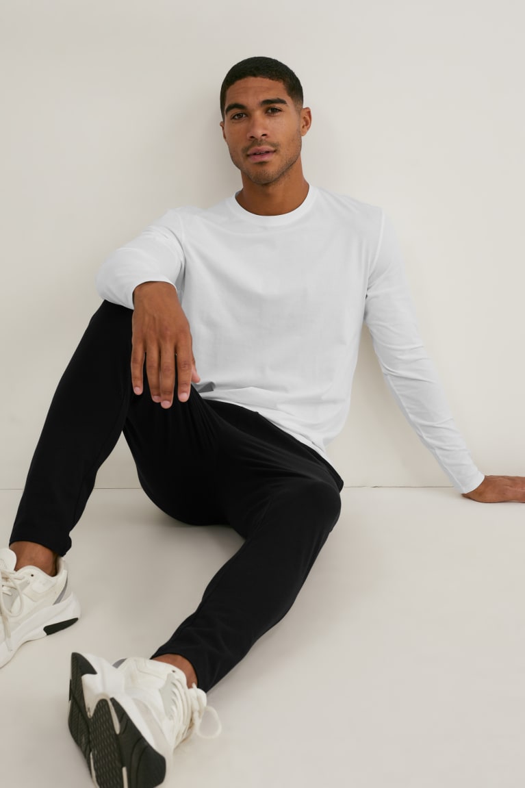 White C&A Long Sleeve Flex Organic Cotton Lycra® Men's Top | VURYD-8931