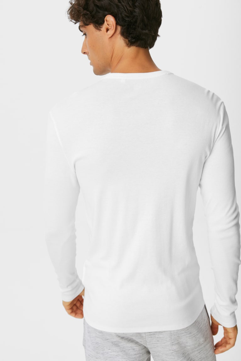 White C&A Long Sleeve Organic Cotton Men's Top | OFBWG-9315