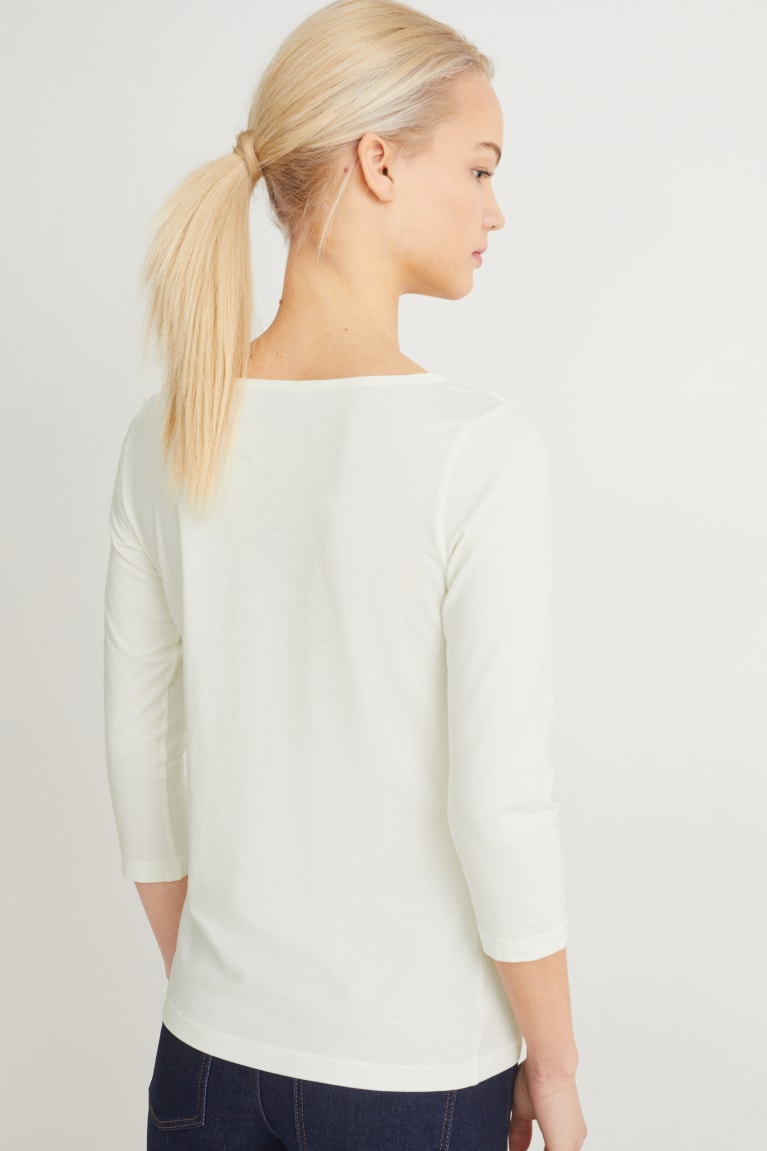 White C&A Long Sleeve Women's Top | ZGORX-0563