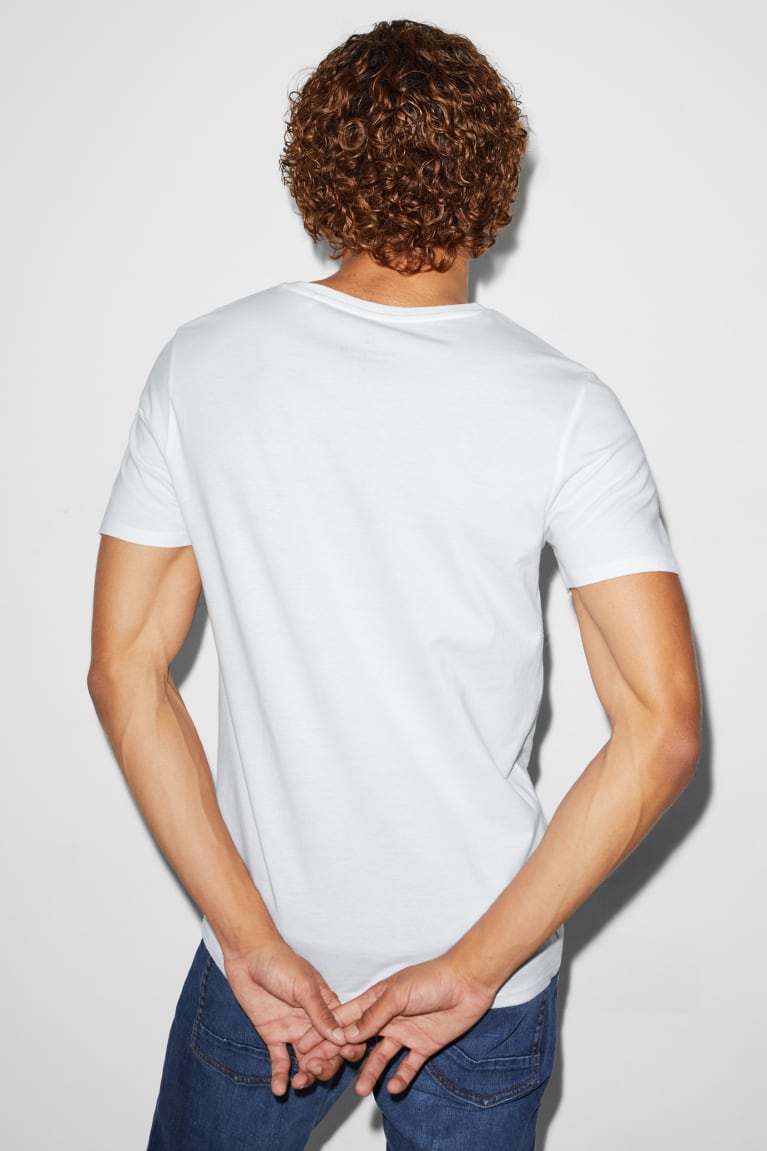 White C&A Men's T-shirts | HLIAT-8547