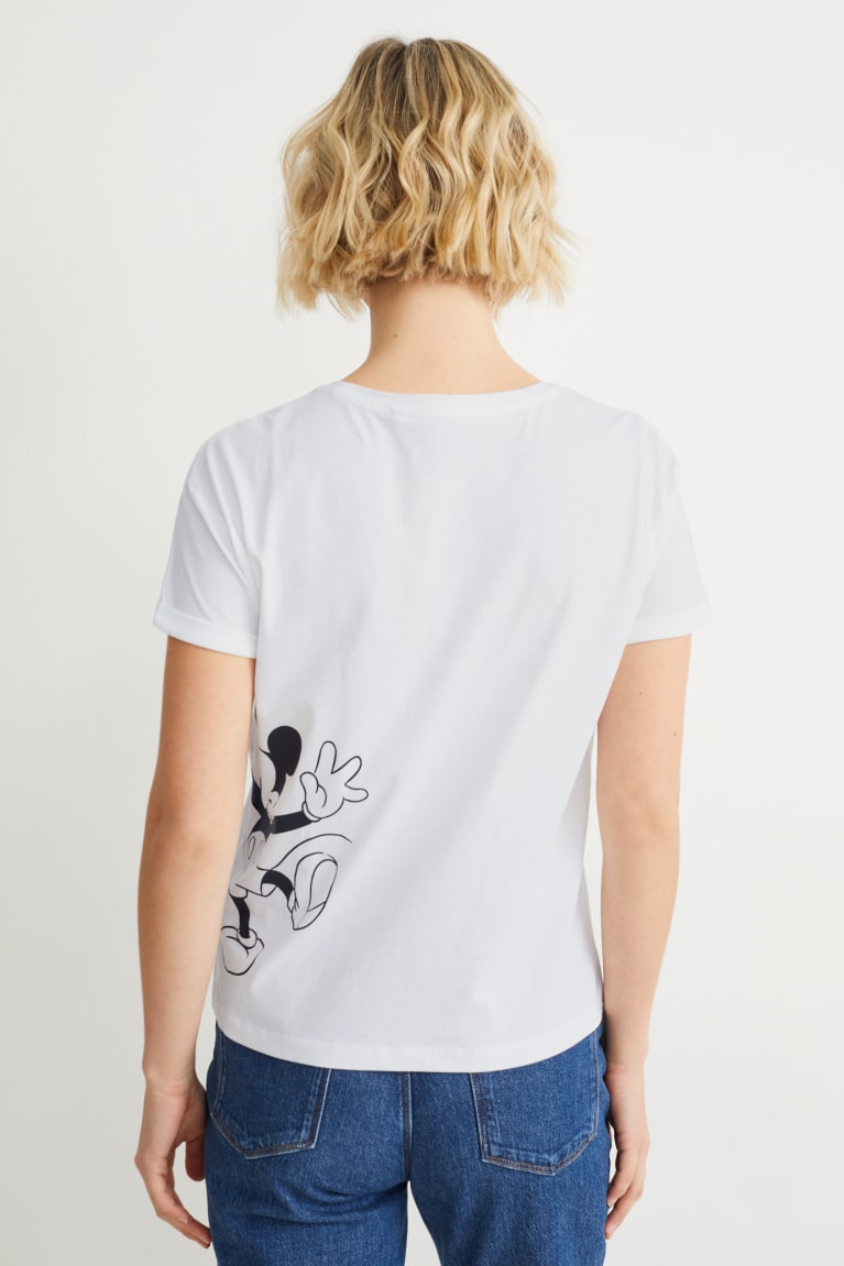 White C&A Mickey Mouse Women's T-shirts | FGMWJ-2610