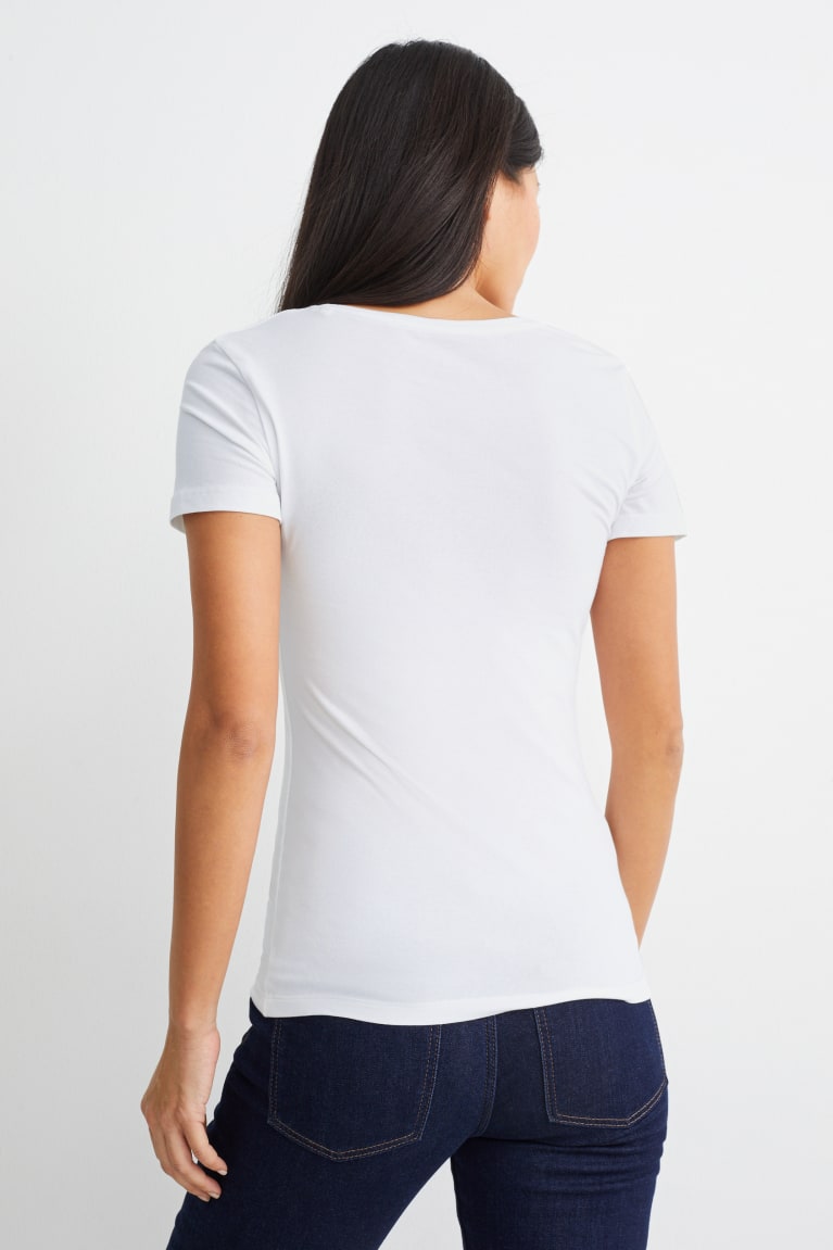 White C&A Multipack Of 2Organic Cotton Women's T-shirts | UCNKR-3062