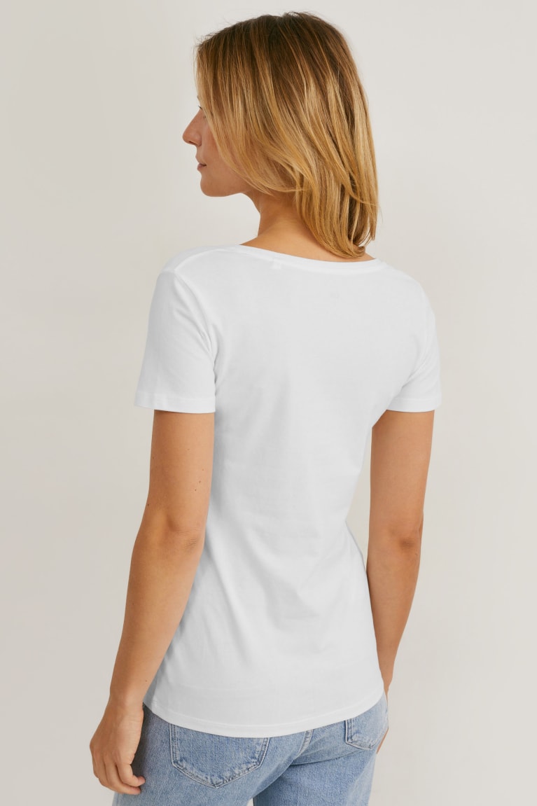 White C&A Multipack Of 2 BasicOrganic Cotton Women's T-shirts | LTPZW-7298