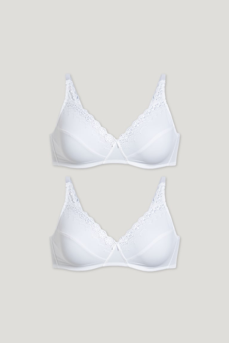 White C&A Multipack Of 2 Non-wired Bra Women's Underwear | KBGOF-4670