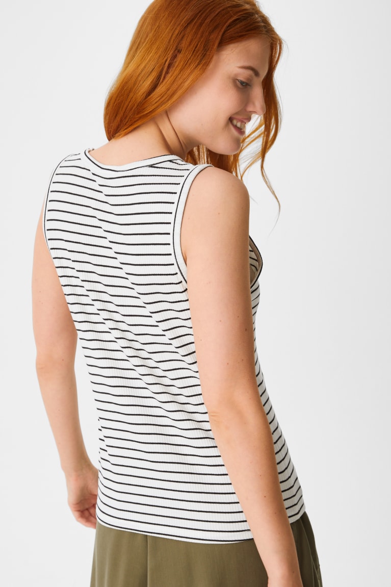 White C&A Multipack Of 2 Striped Women's Top | WSRUC-1285