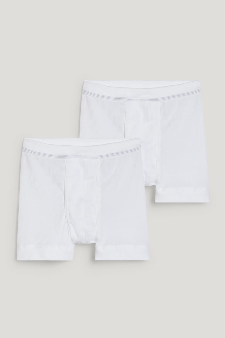 White C&A Multipack Of 2 Trunks Double Rib Organic Cotton Men's Underwear | SEIGD-7541