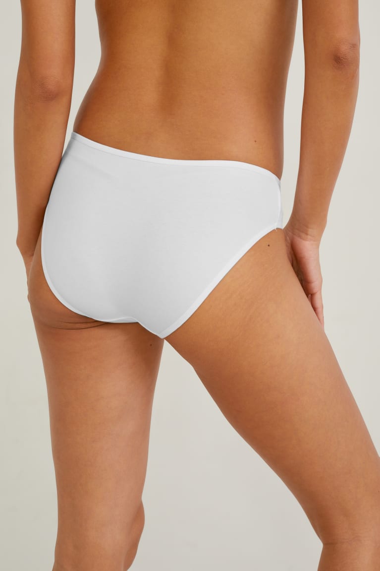 White C&A Multipack Of 3 Briefs Organic Cotton Women's Underwear | QXOVK-5309