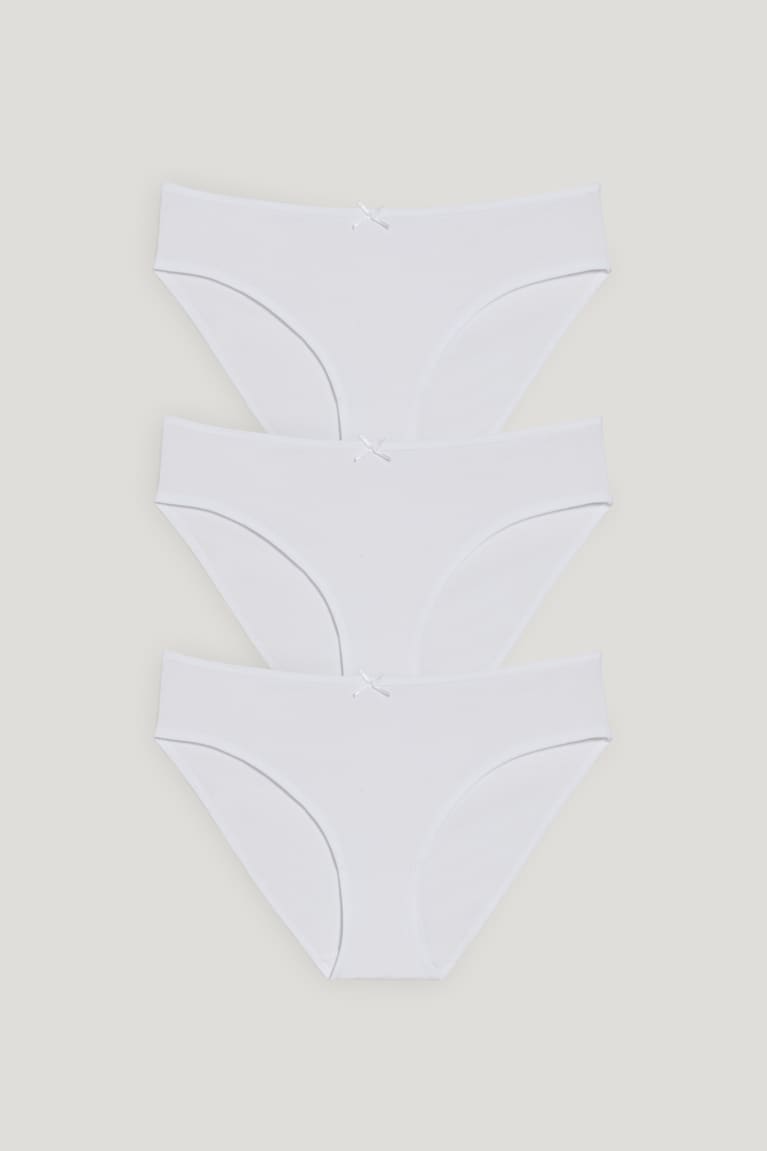 White C&A Multipack Of 3 Briefs Organic Cotton Women's Underwear | QXOVK-5309