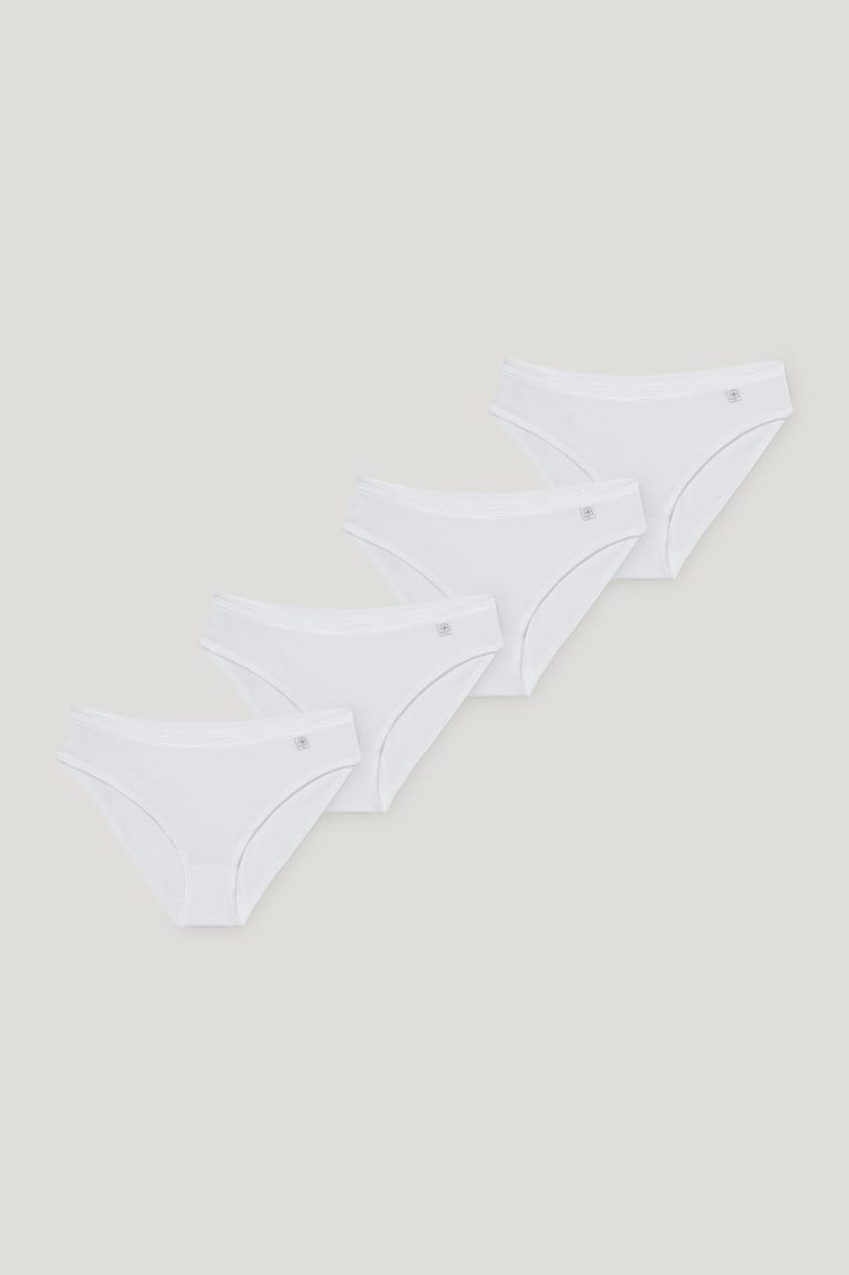 White C&A Multipack Of 4 Briefs Organic Cotton Women's Underwear | HJICW-3865