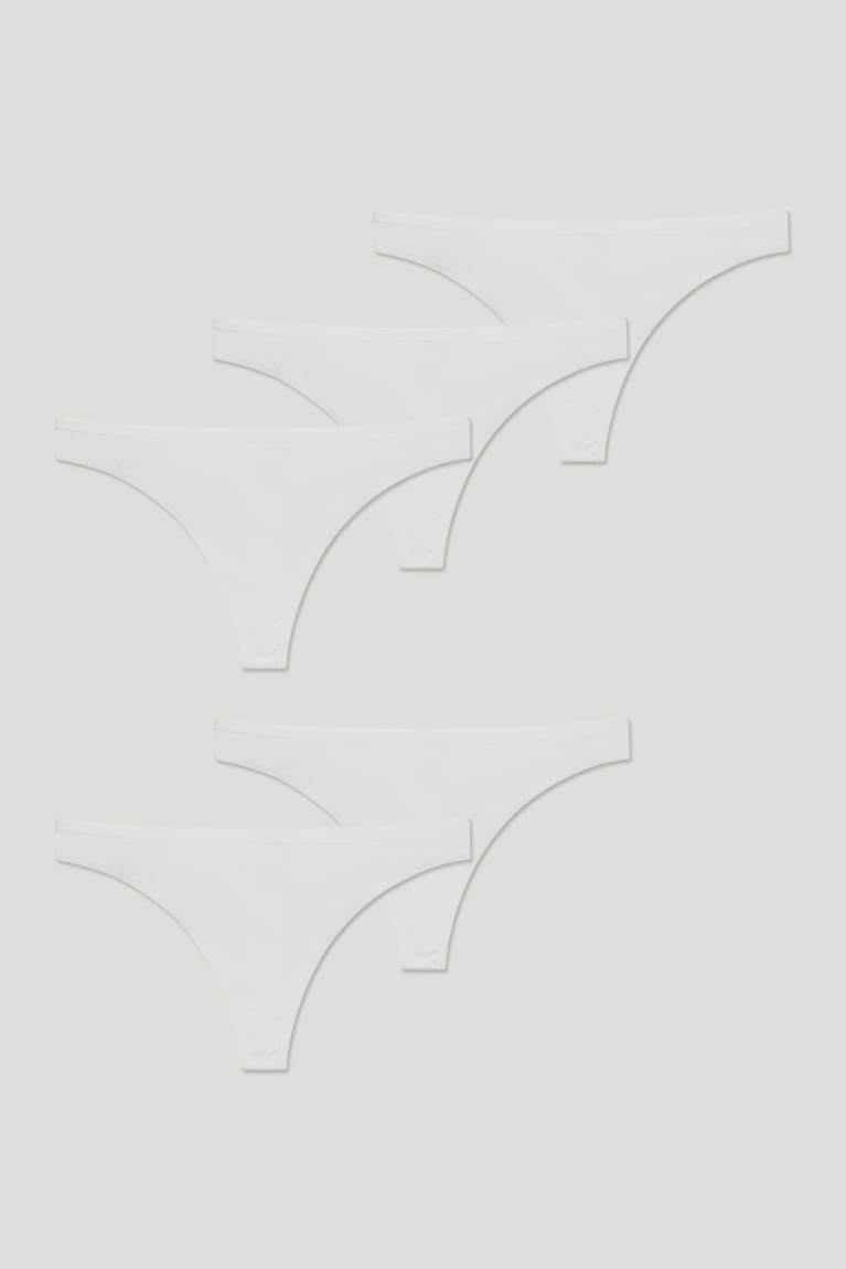 White C&A Multipack Of 5 Thong Women's Underwear | ZEPCS-1709