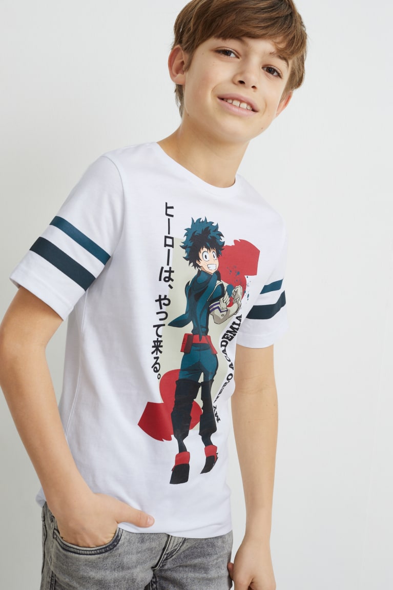 White C&A My Hero Academia Sleeve Boys\' T-shirts | OPJRA-3865