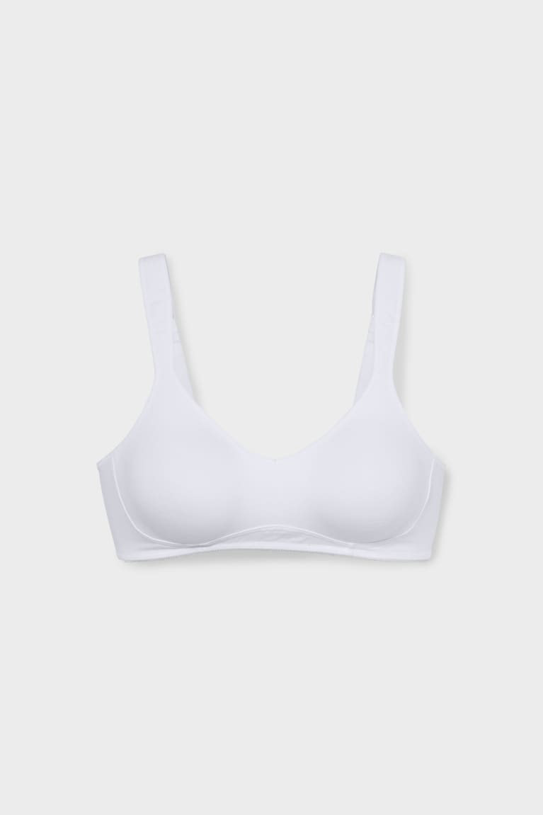 White C&A Non-wired Bra Organic Cotton Women's Underwear | GTLVN-8921