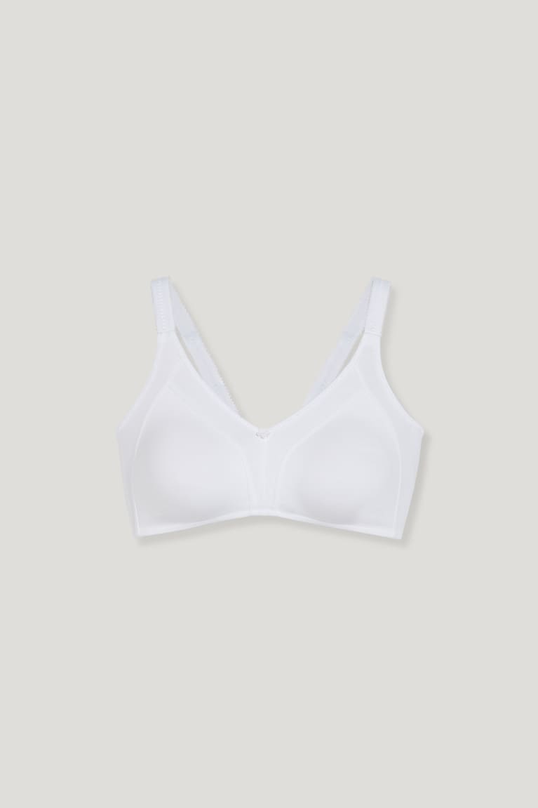 White C&A Non-wired Minimiser Bra Organic Cotton Women's Underwear | OMZPS-9148