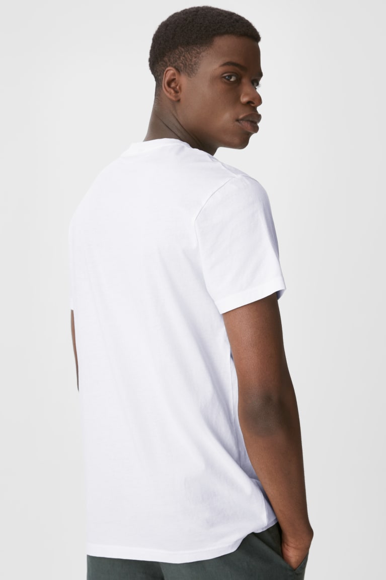 White C&A Organic Cotton Men's T-shirts | IVRGH-6480