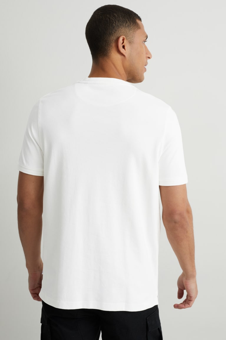 White C&A Pima Cotton Men's T-shirts | FBHEZ-3160