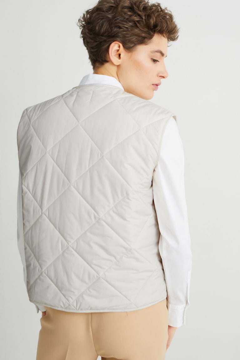 White C&A Quilted Gilet With Recycled Polyester Women's Jackets | CEUFZ-2361