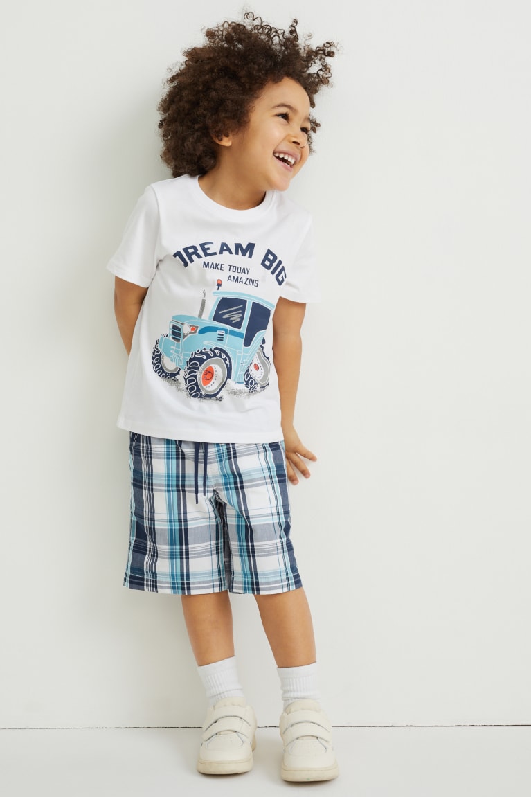 White C&A Set Sleeve , And Cap 3 Piece Boys' T-shirts | BFNHT-5637