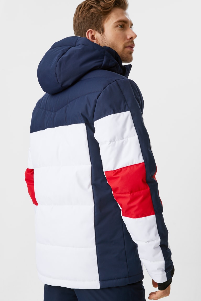 White C&A Ski With Hood Men's Jackets | AFYSM-4167