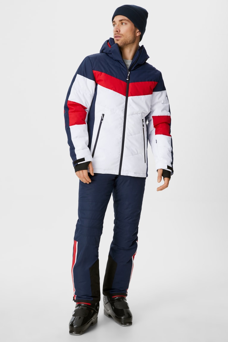 White C&A Ski With Hood Men's Jackets | AFYSM-4167