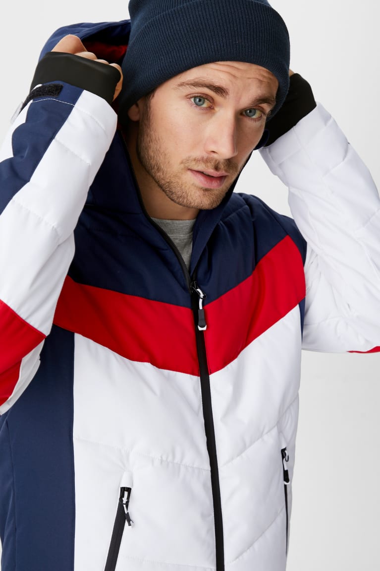 White C&A Ski With Hood Men\'s Jackets | AFYSM-4167