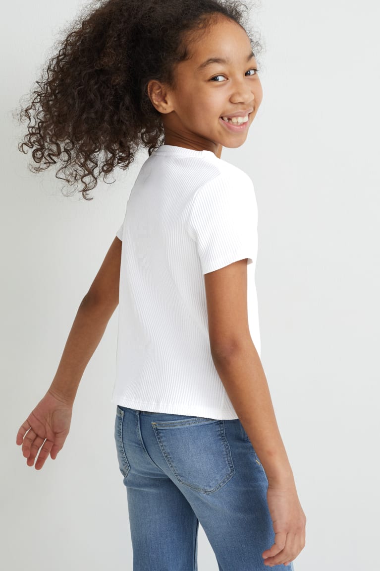 White C&A Sleeve Girls' T-shirts | FJEDP-9243