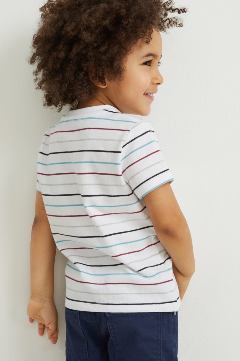 White C&A Sleeve Striped Boys' T-shirts | KPDQZ-4569