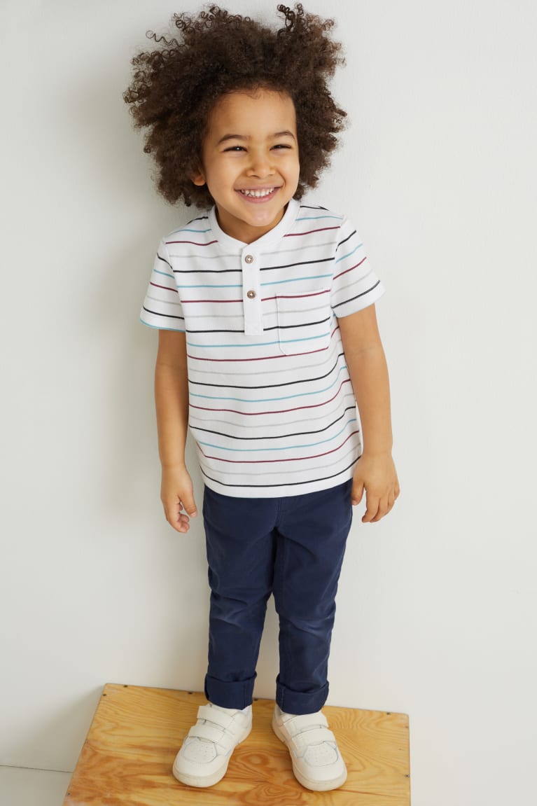 White C&A Sleeve Striped Boys' T-shirts | KPDQZ-4569