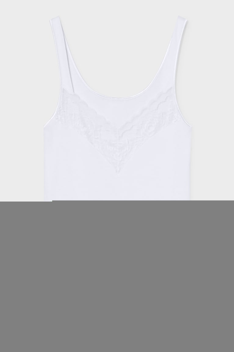 White C&A Speidel Camisole Organic Cotton Women's T-shirts | DWCMQ-4837