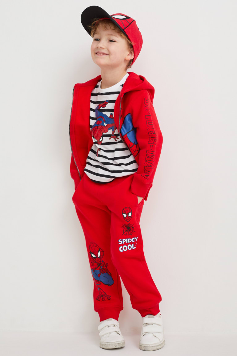 White C&A Spider-man Sleeve Striped Boys' T-shirts | FPWLA-0392