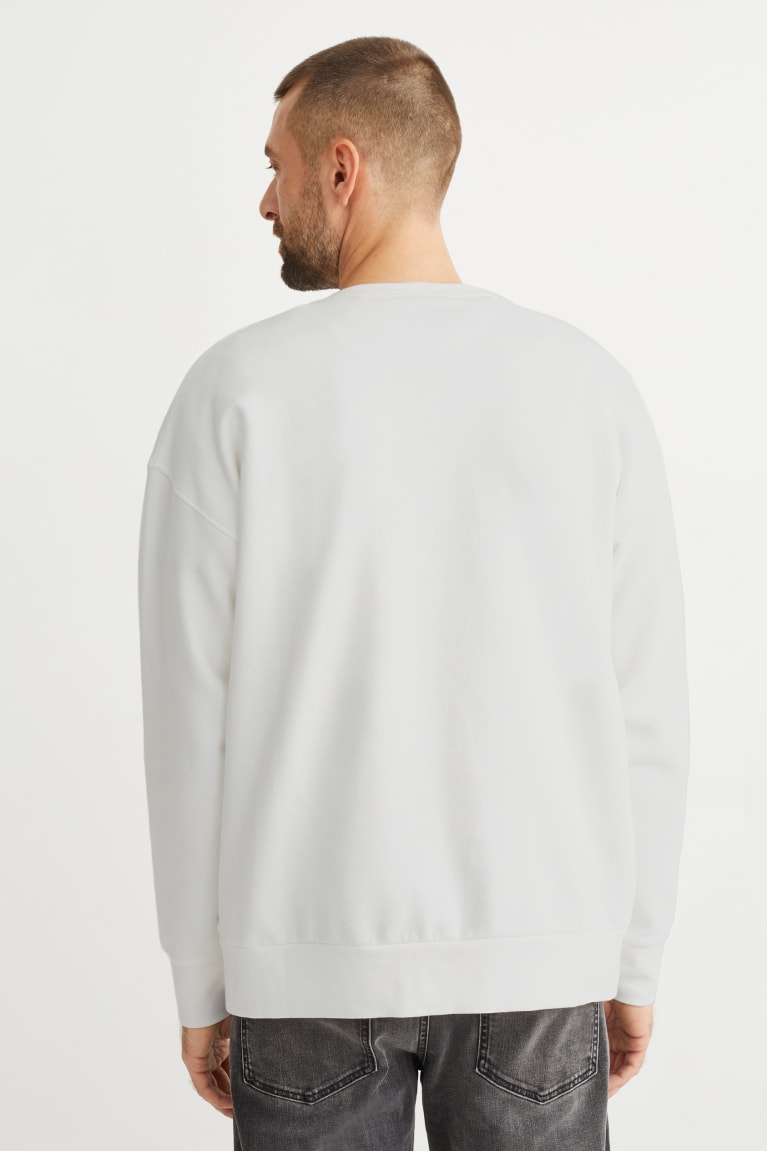 White C&A With Recycled Polyester Men's Sweatshirts | IFWRA-3872