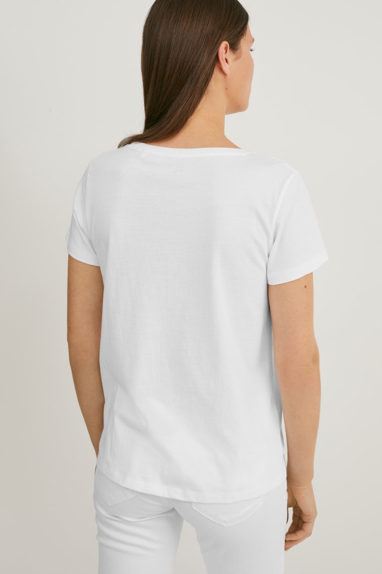 White C&A Women's T-shirts | PEVSK-9870