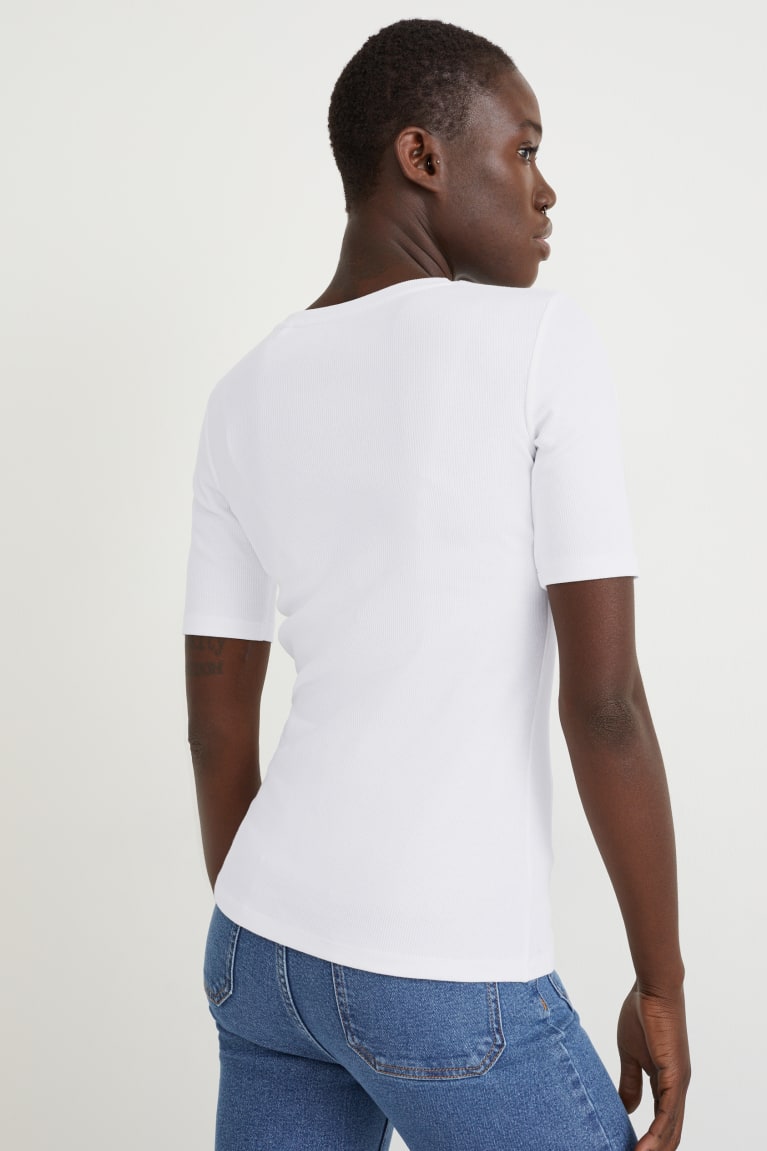 White C&A Women's T-shirts | XNUTP-9810