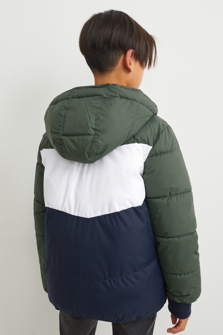 White / Dark Green C&A Reversible With Hood Recycled Girls' Jackets | GRMSV-8431