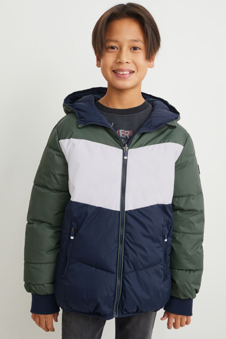 White / Dark Green C&A Reversible With Hood Recycled Girls' Jackets | GRMSV-8431