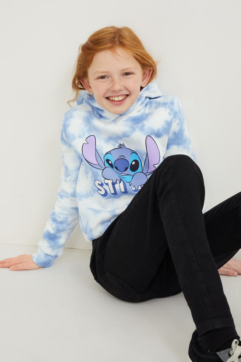 White / Light Blue C&A Lilo & Stitch Girls' Hoodie | WYDIC-0973